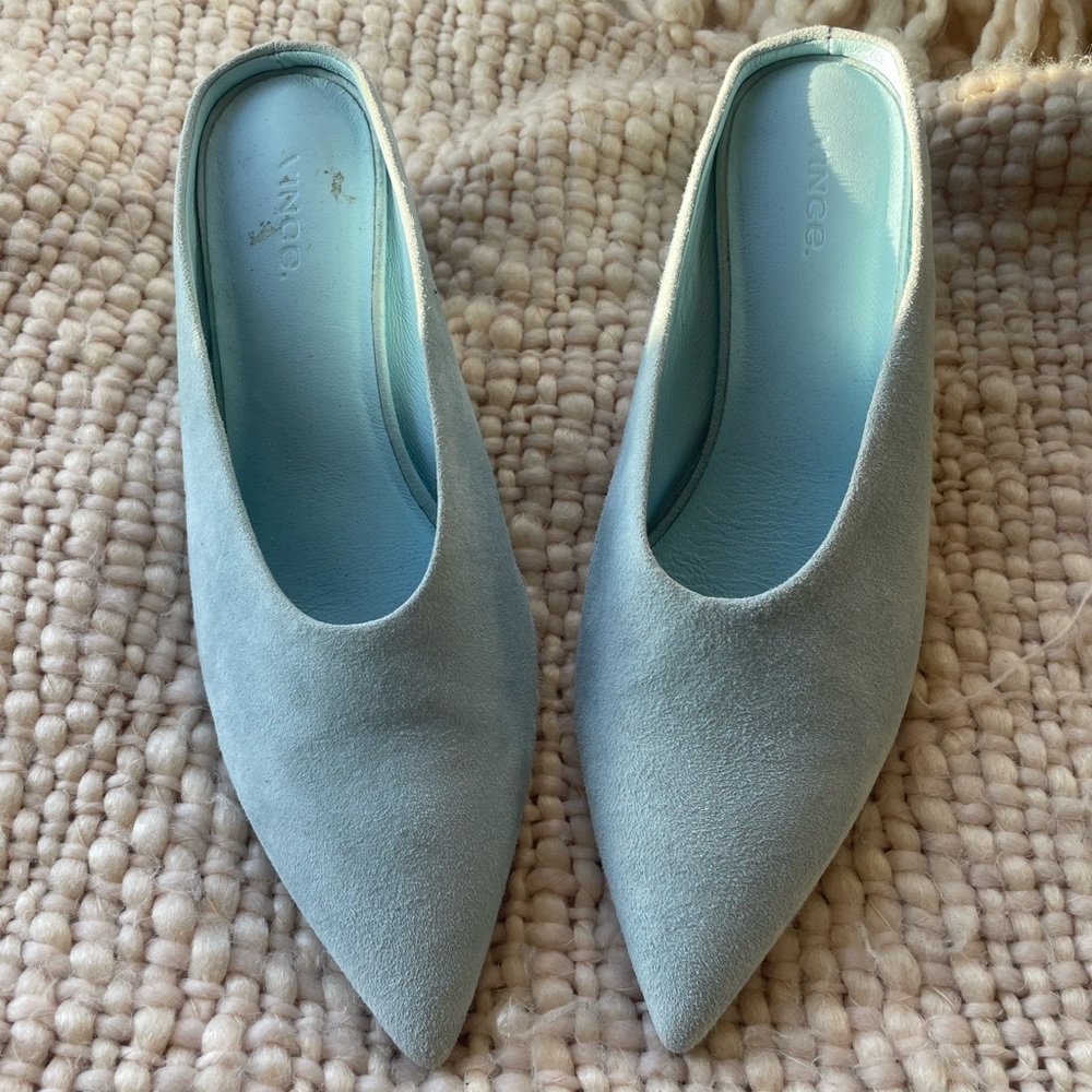 Vince Women's Light Blue Suede Mules